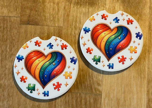 Car Coaster - Autism Awareness Heart